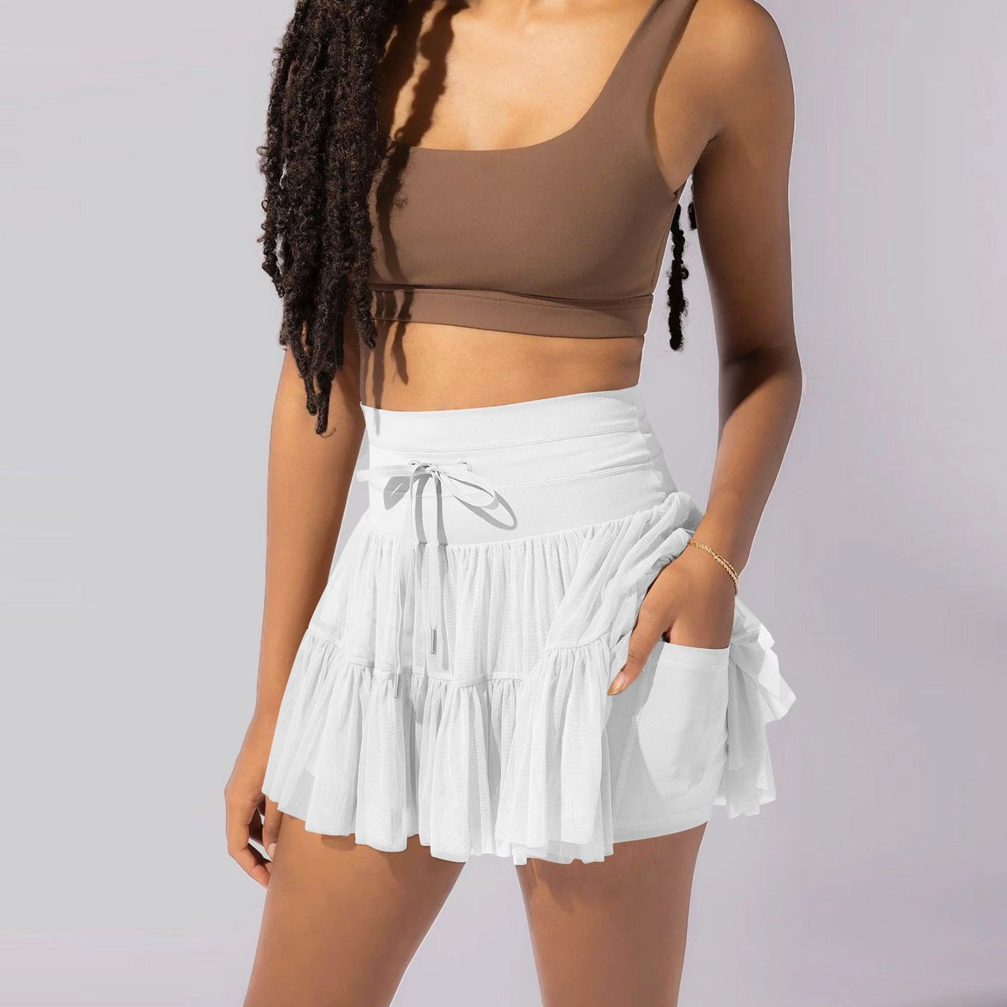 Lauren – High Waist Pleated Sports Skirt with Safety Shorts