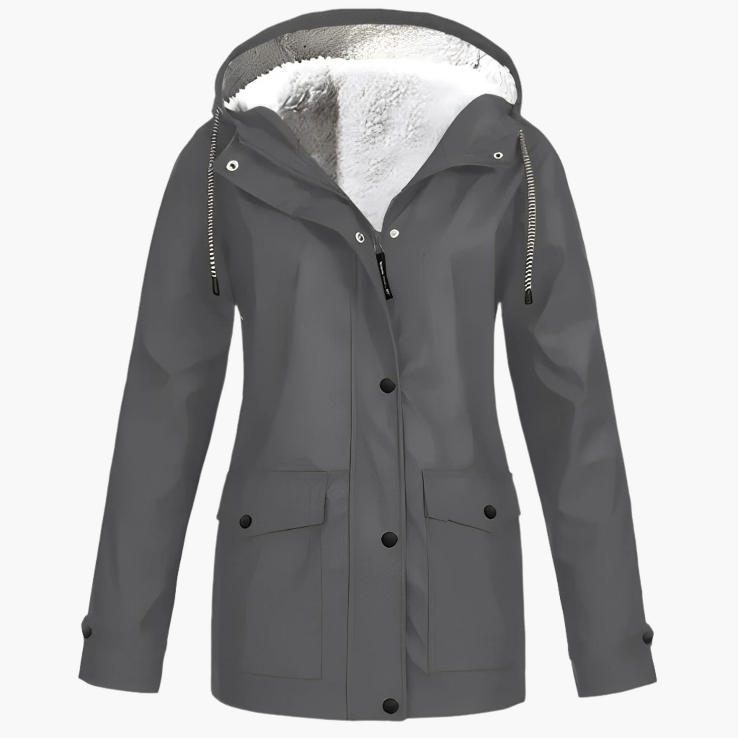 Women's Fleece-Lined Waterproof Winter Rain Jacket – Stylish Outdoor Coat for Cold and Wet Weather