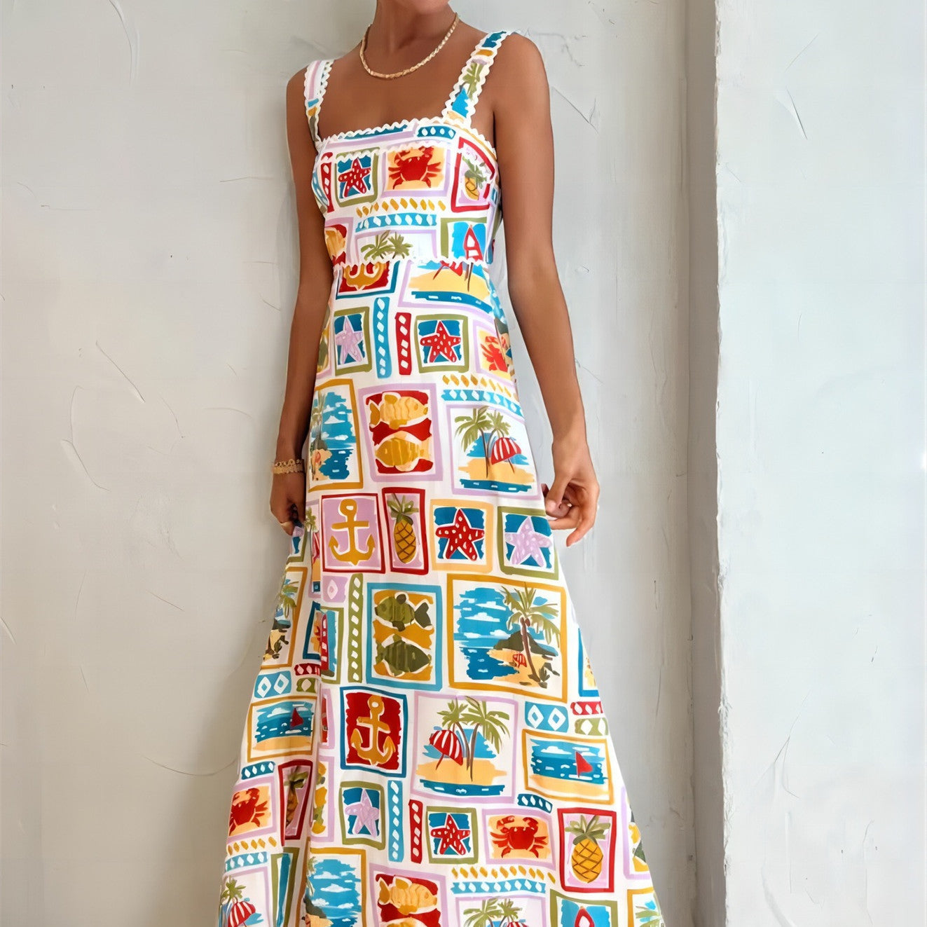 Vanessa – Tube Dress with Straps and Graffiti Design