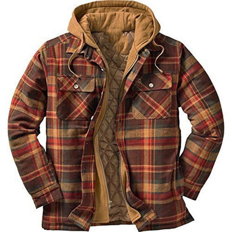 Jamie – Thickened Cotton Padded Plaid Long Sleeve Loose Hooded Jacket