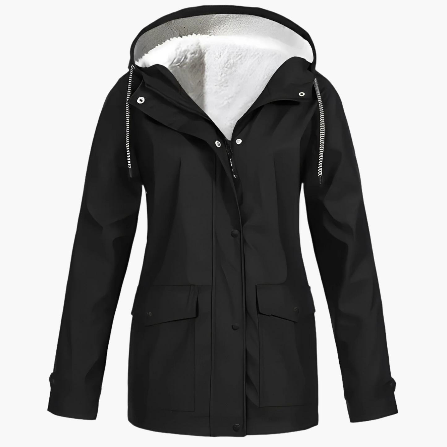 Women's Fleece-Lined Waterproof Winter Rain Jacket – Stylish Outdoor Coat for Cold and Wet Weather