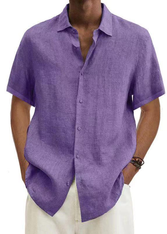 Men's Casual Short Sleeve Button Down Linen Blend Shirt – Relaxed Summer Style
