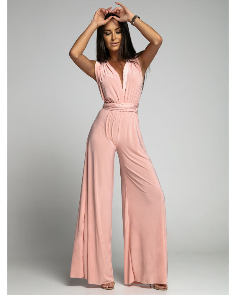 Women's Elegant Wide Leg Sleeveless Jumpsuit for Casual & Formal Occasions