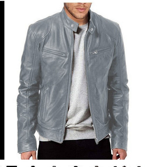 Denise – Warm Zipper Cardigan with Pocket Decorated in Premium Vegan Leather