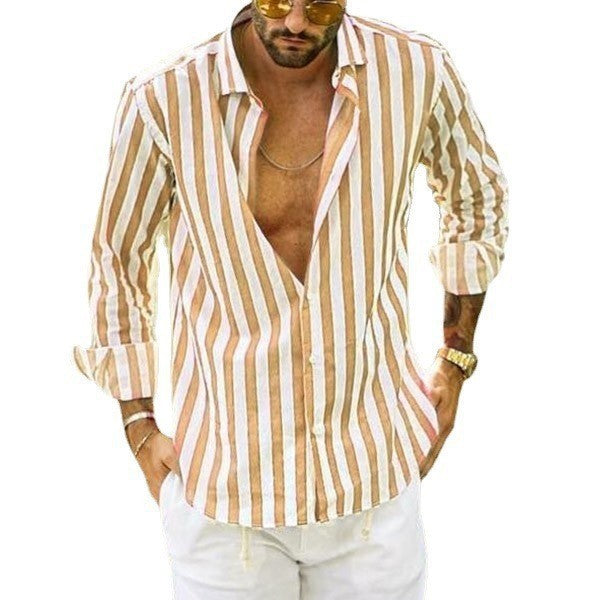 Leah – Loose Polo Collar Striped Shirt