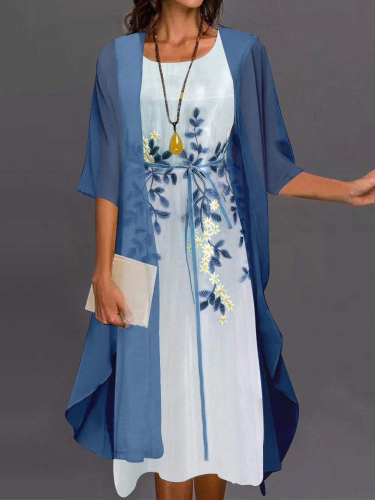 Women's Elegant Two-Piece Chiffon Long Dress Set for Special Occasions
