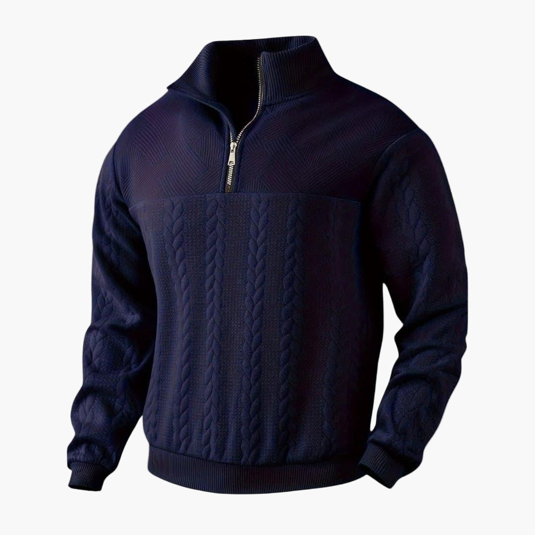 Men's Half-Zip Cable Knit Sweater – Classic Warm Pullover for Everyday Style