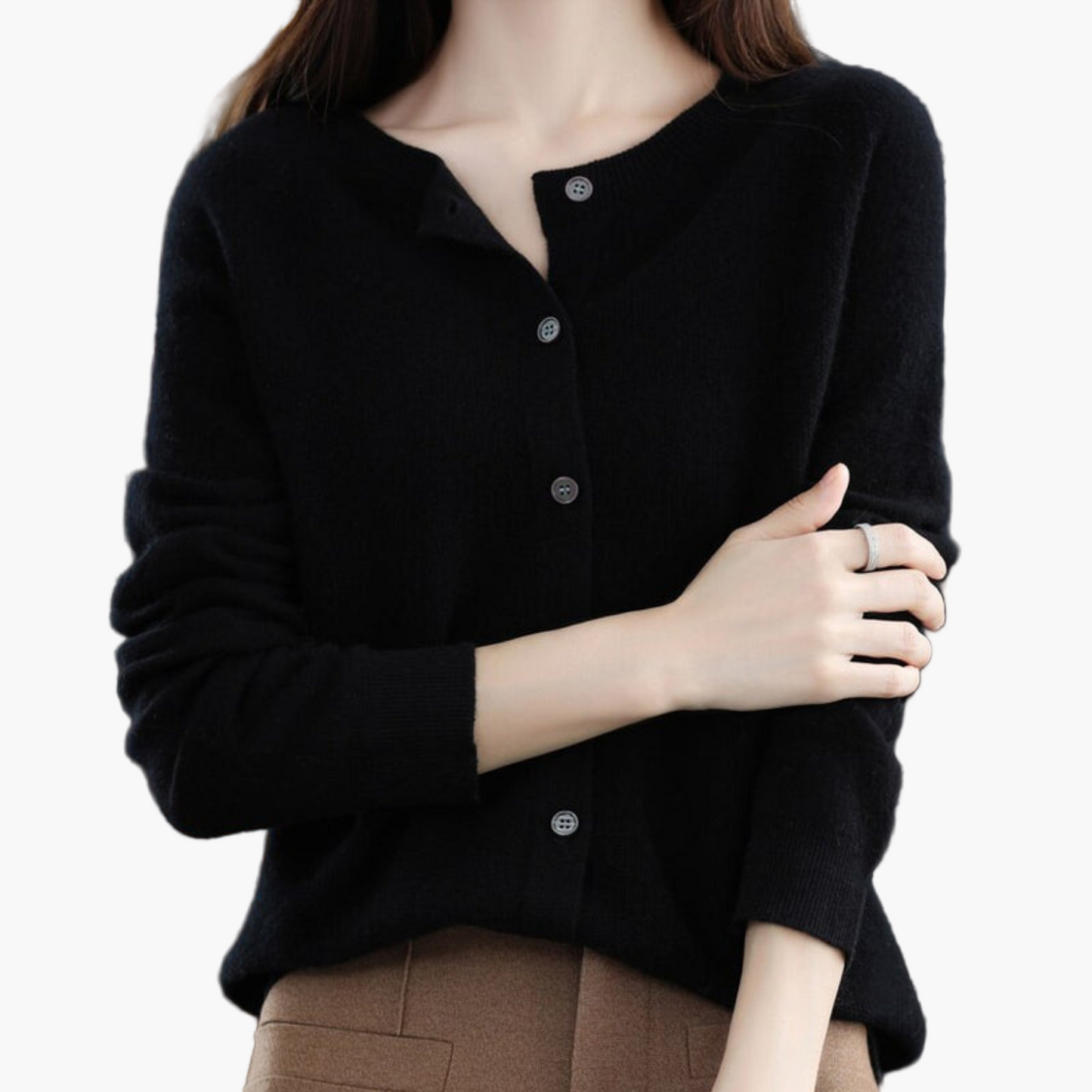 Women's Classic Button-Up O-Neck Cardigan Sweater – Versatile Everyday Style
