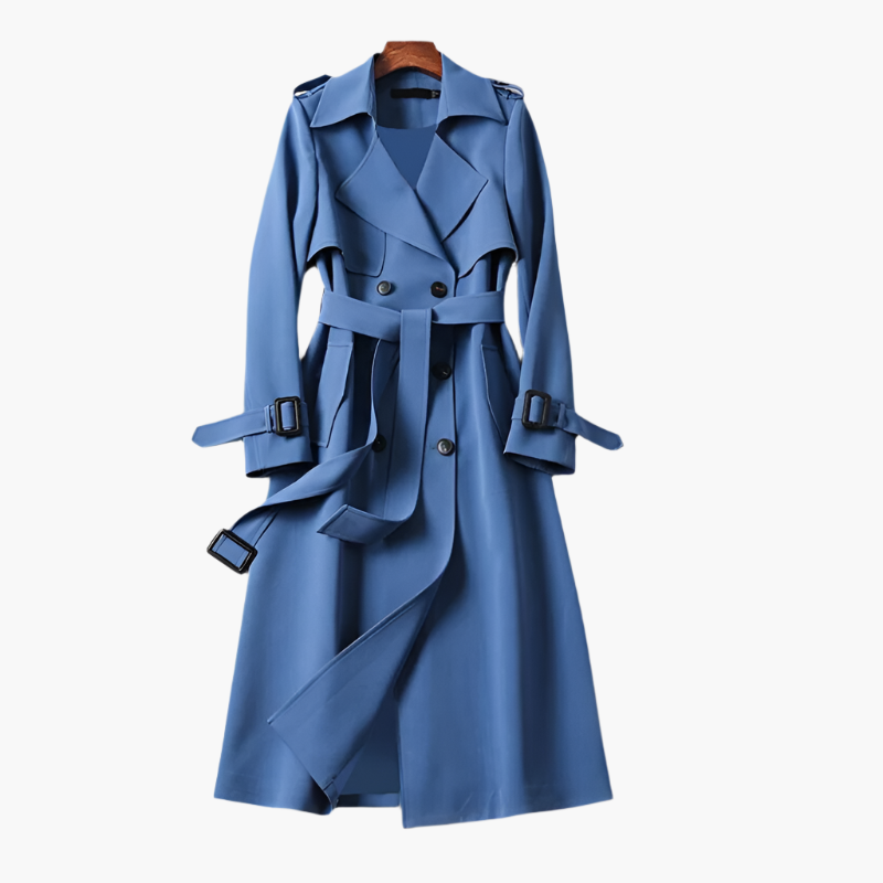 Women's Elegant Long Trench Coat – Classic Double-Breasted Style for All Occasions