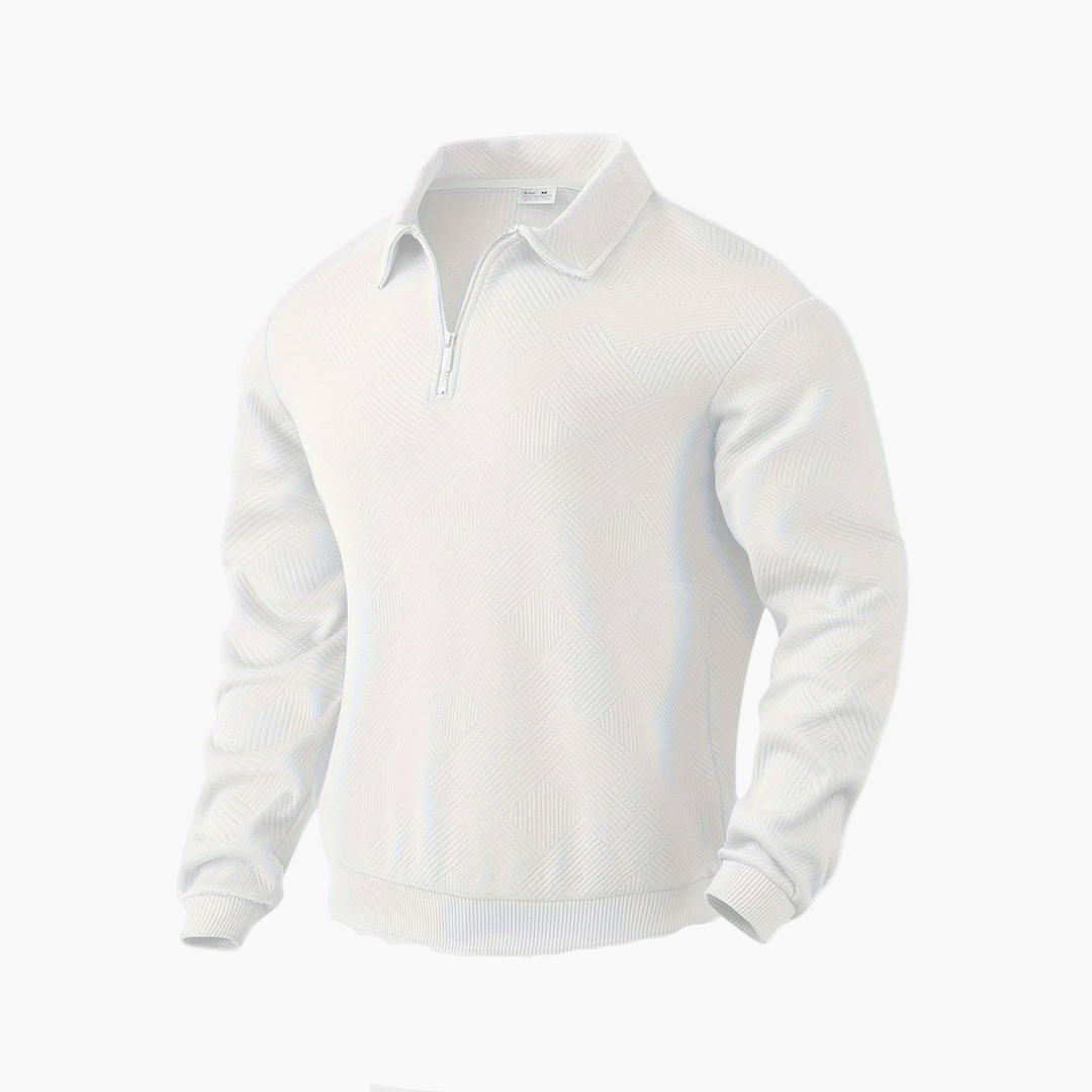 Men's Quarter-Zip Geometric Pattern Casual Sweater – Vintage-Inspired Relaxed Fit Pullover
