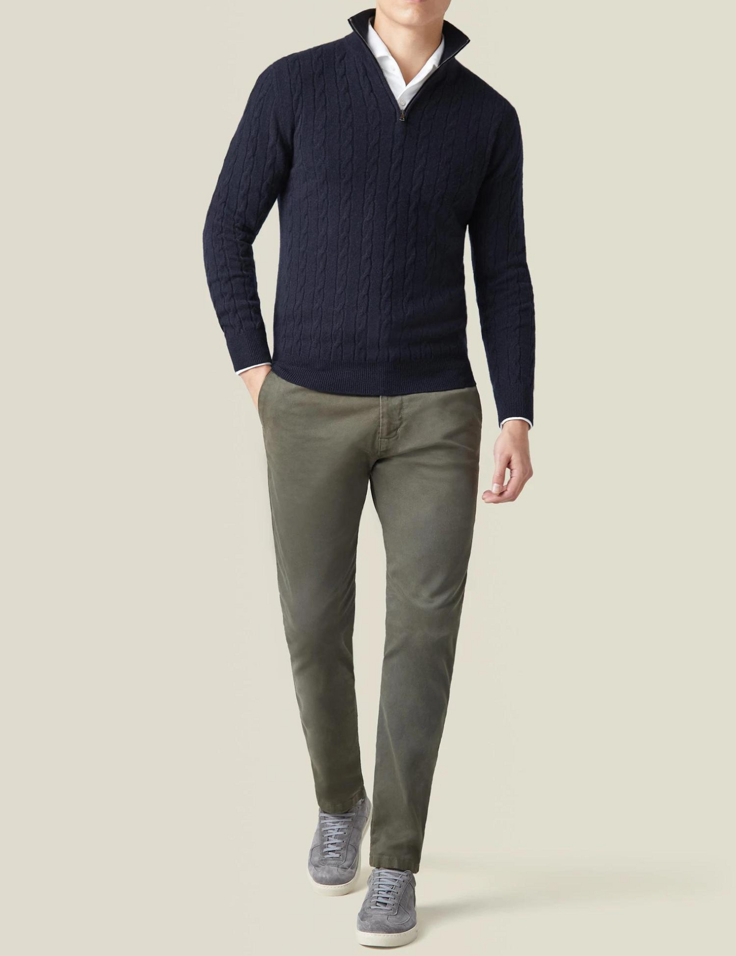 Men's Cable-Knit Quarter-Zip Sweater – Classic Modern Style for Work & Weekend