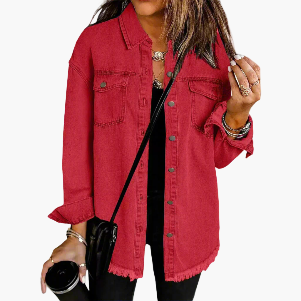Women's Casual Button-Up Denim Shirt Jacket Oversized Trendy Street Style
