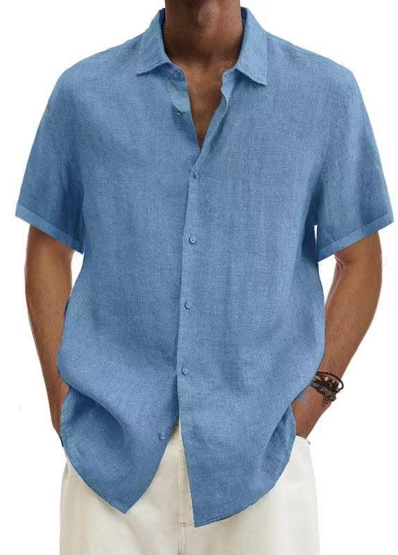 Men's Casual Short Sleeve Button Down Linen Blend Shirt – Relaxed Summer Style