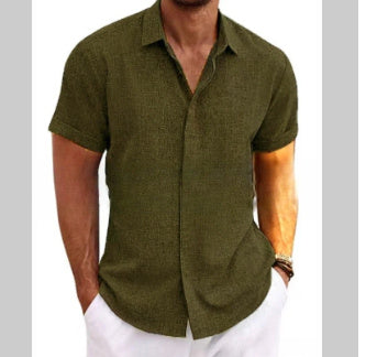 Bob – Men's Solid Color Loose Linen Short-sleeved T-shirt