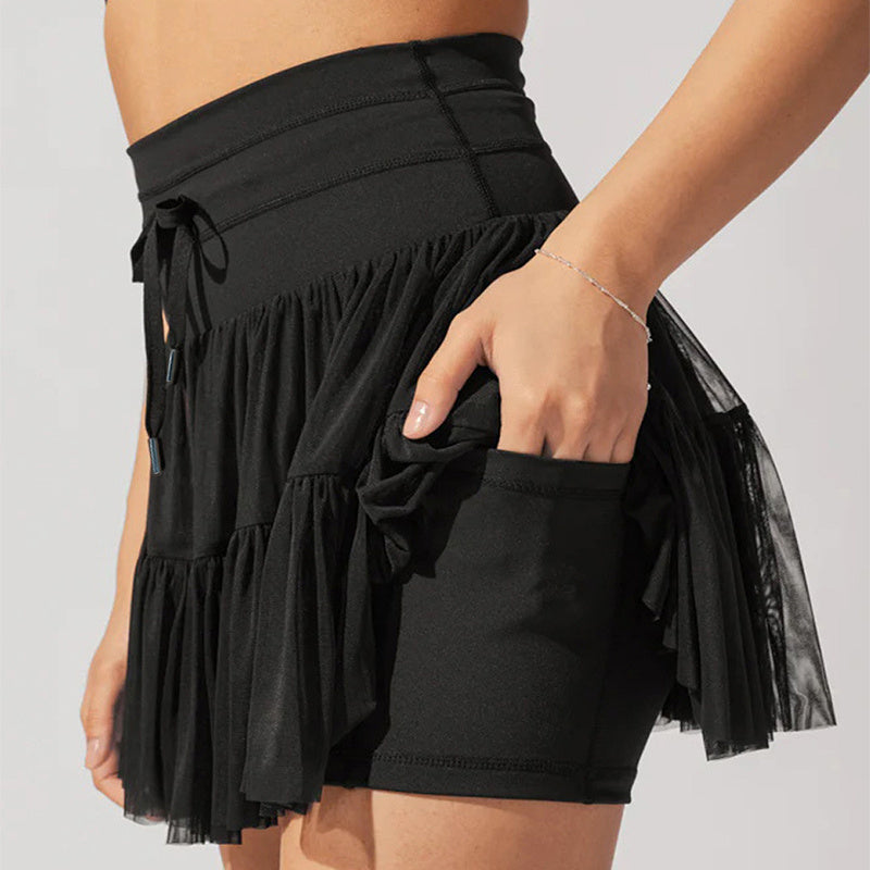 Lauren – High Waist Pleated Sports Skirt with Safety Shorts