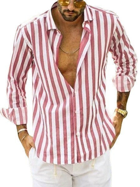 Leah – Loose Polo Collar Striped Shirt