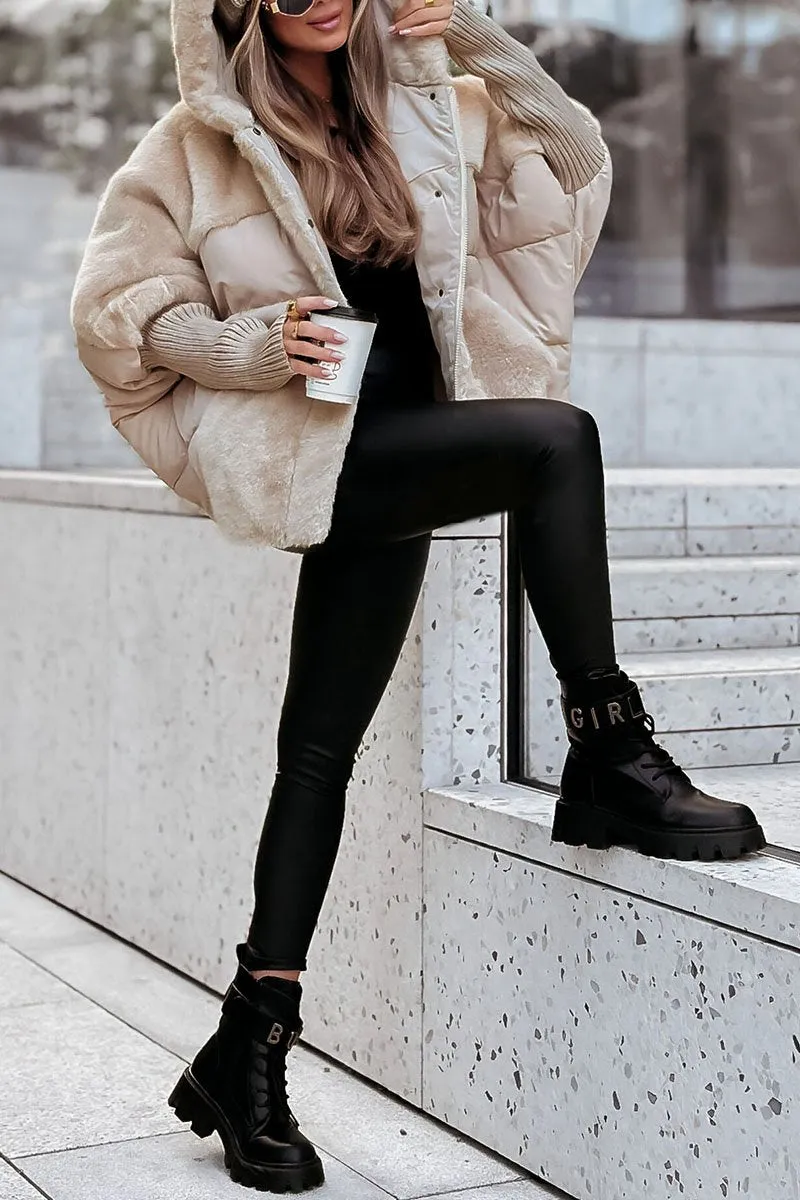 Women's Winter Faux Fur Hooded Puffer Jacket for Cold Weather Outdoor Style
