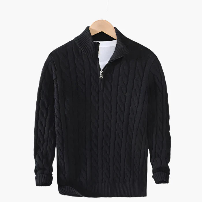 Men's Classic Cable Knit Wool Sweater – Versatile Style for Work and Leisure