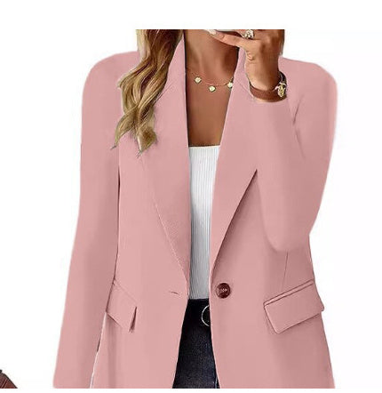 Katie – Polyester Autumn Long Sleeve Solid Color Cardigan Suit Jacket