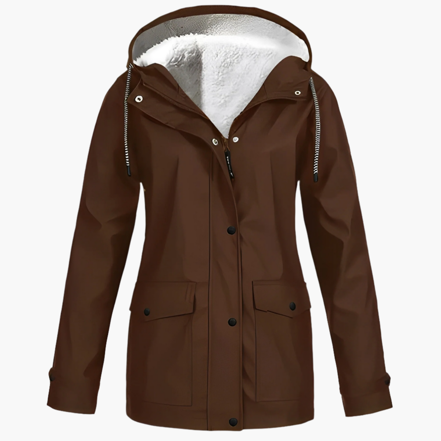 Women's Fleece-Lined Waterproof Winter Rain Jacket – Stylish Outdoor Coat for Cold and Wet Weather