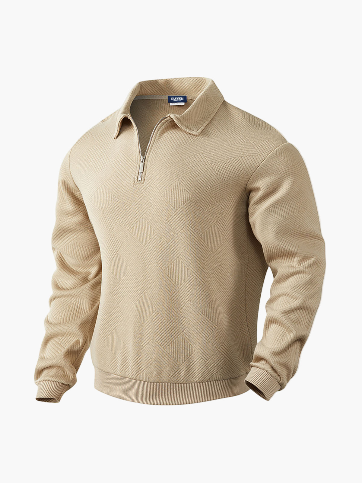 Men's Smart-Casual Textured Half-Zip Pullover Sweatshirt