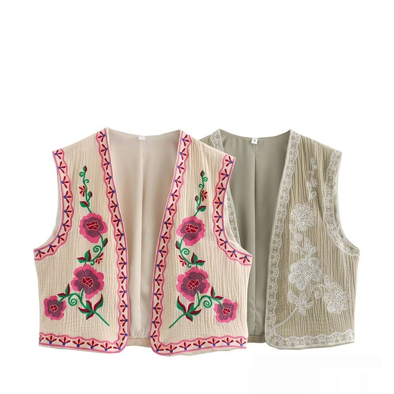 Jean – Stylish Casual Two-tone Embroidered Vest