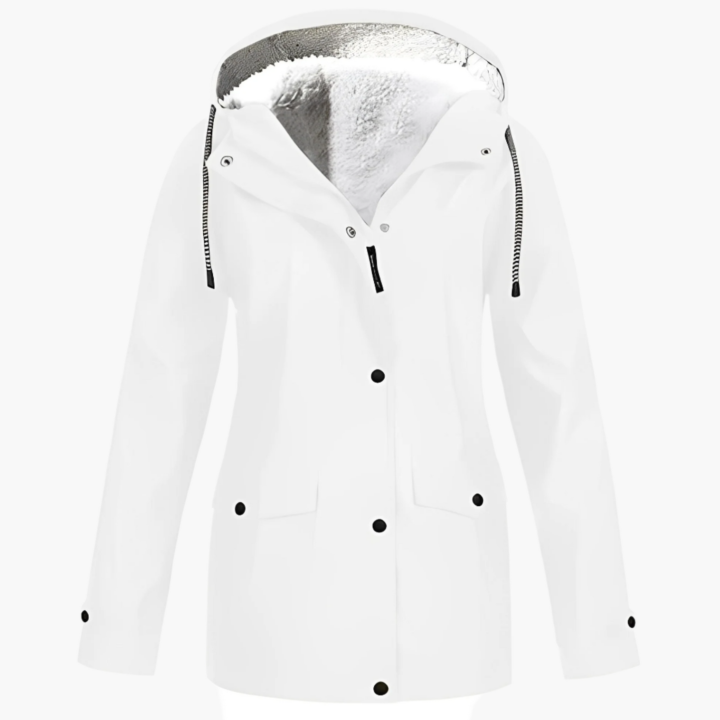 Women's Fleece-Lined Waterproof Winter Rain Jacket – Stylish Outdoor Coat for Cold and Wet Weather