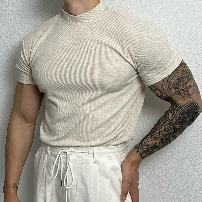 Stephen – American-style Solid Color Half Collar Stretch T-shirt