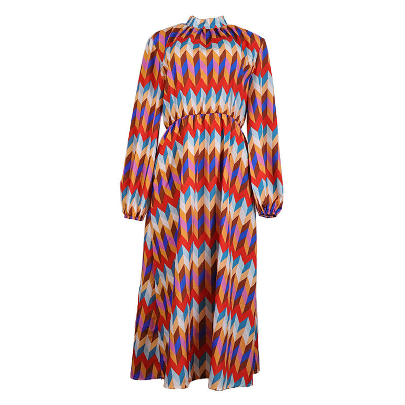 Kelly – Geometric Print Midi Dress