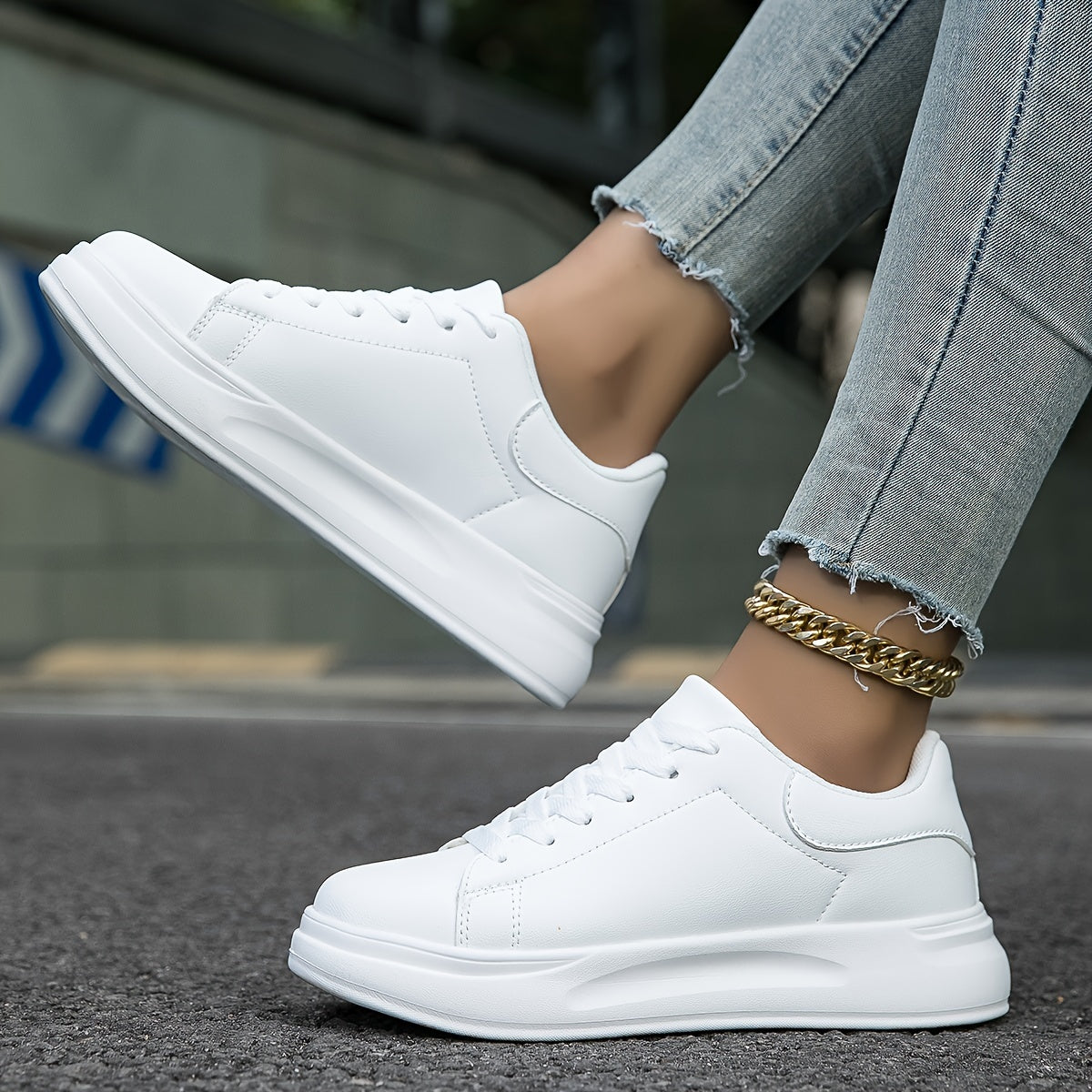 Sara – Clean White Vegan Leather Sneakers