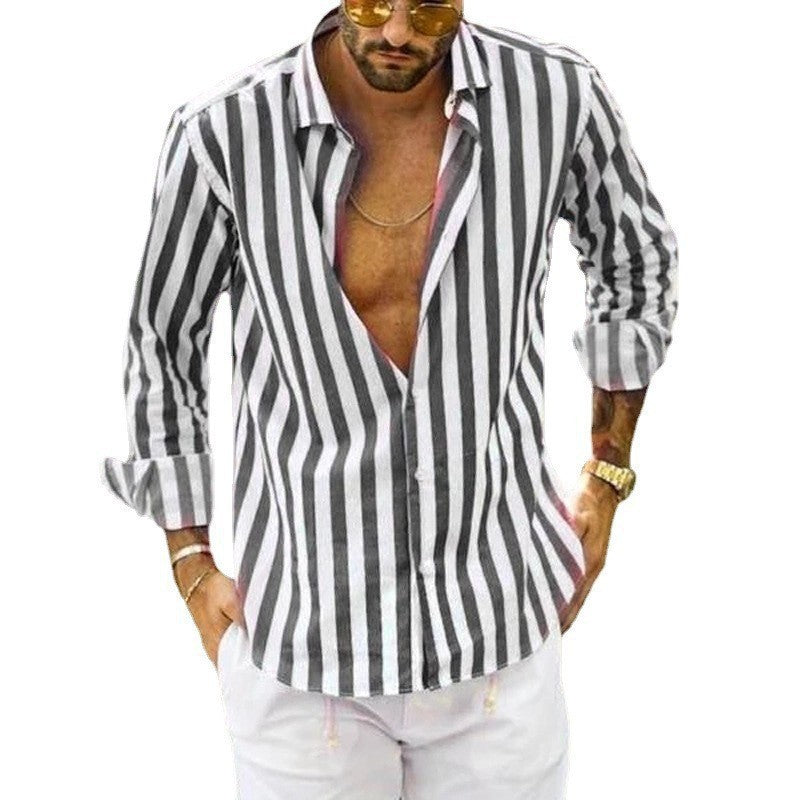Leah – Loose Polo Collar Striped Shirt