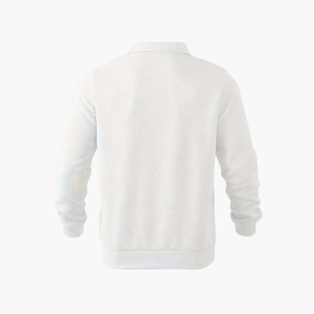 Men's Quarter-Zip Geometric Pattern Casual Sweater – Vintage-Inspired Relaxed Fit Pullover