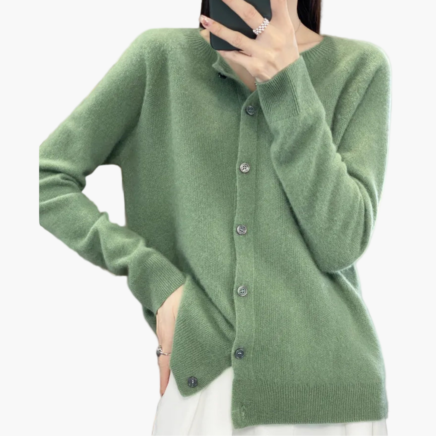 Women's Classic Button-Up O-Neck Cardigan Sweater – Versatile Everyday Style