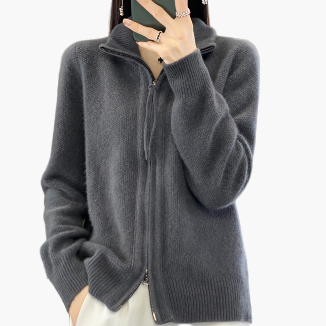 Women's Classic Zip-Up Cardigan Sweater – Versatile Everyday Layer