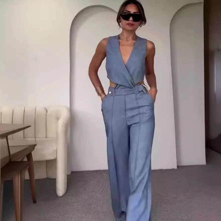Anna – Stylish Sleeveless Vest with High Waist Pants