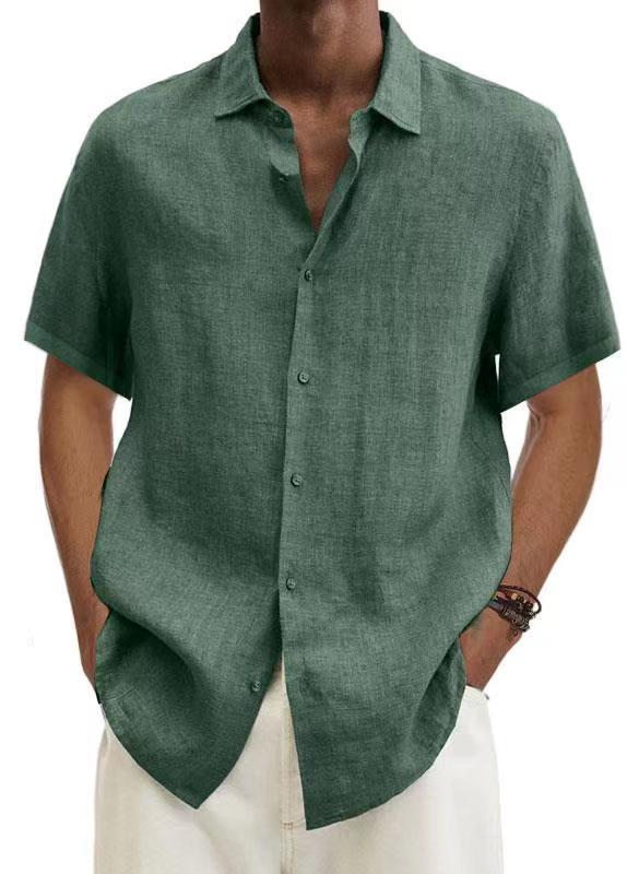 Men's Casual Short Sleeve Button Down Linen Blend Shirt – Relaxed Summer Style