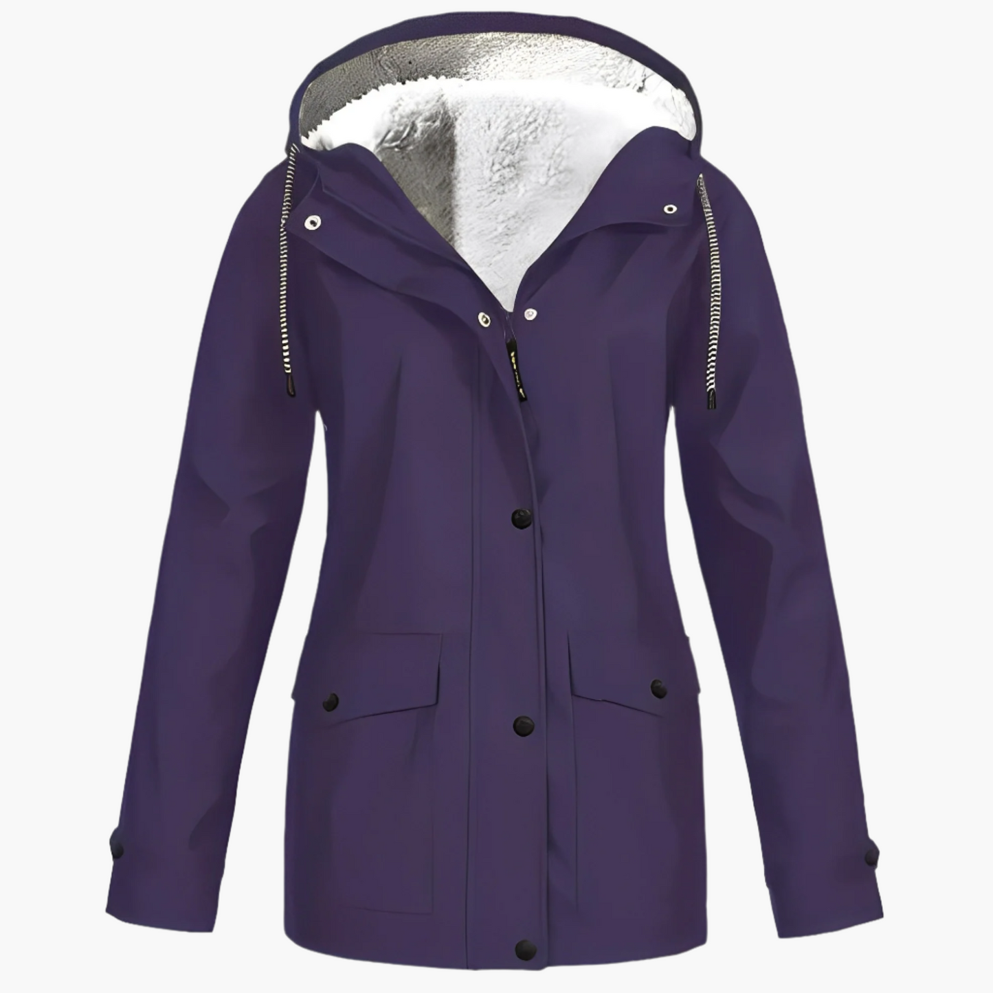 Women's Fleece-Lined Waterproof Winter Rain Jacket – Stylish Outdoor Coat for Cold and Wet Weather