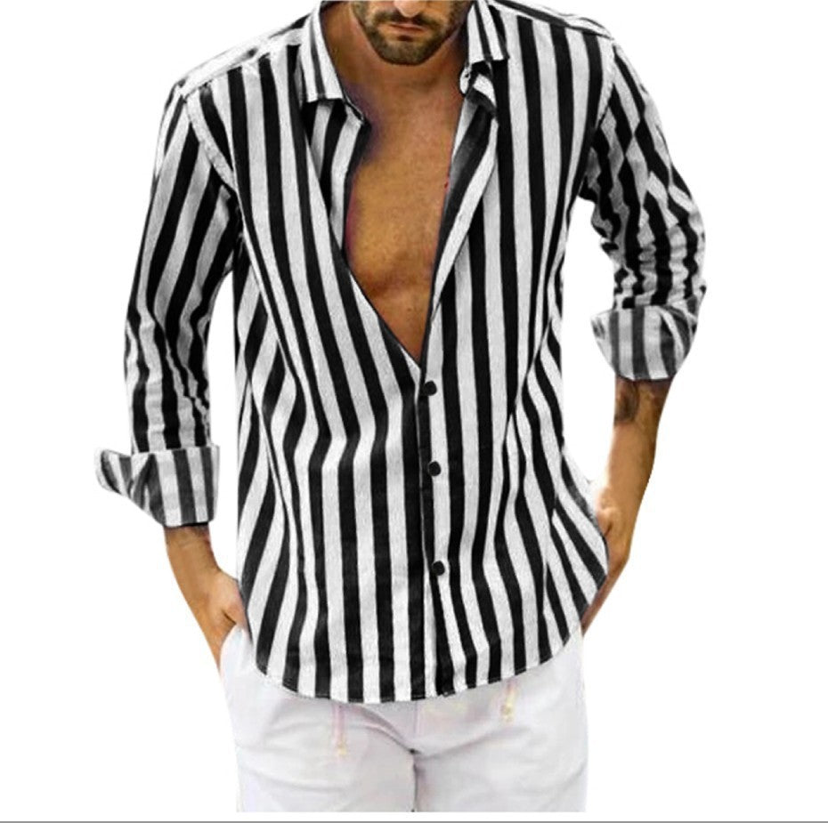 Leah – Loose Polo Collar Striped Shirt