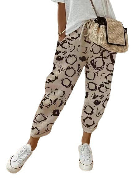 Adele – Casual Printed Cotton and Linen Pants