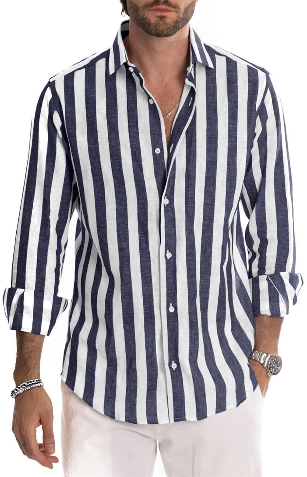 Leah – Loose Polo Collar Striped Shirt
