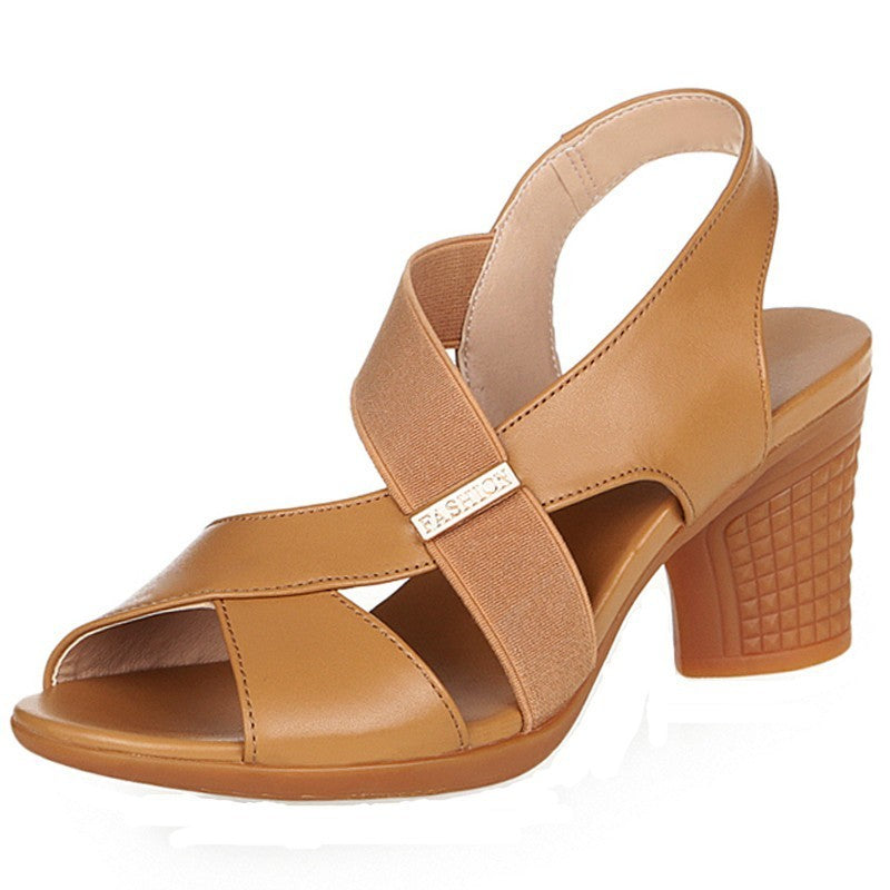 Rachael – Non-Slip Thick-Heel Vegan Leather Fish Mouth Shoes
