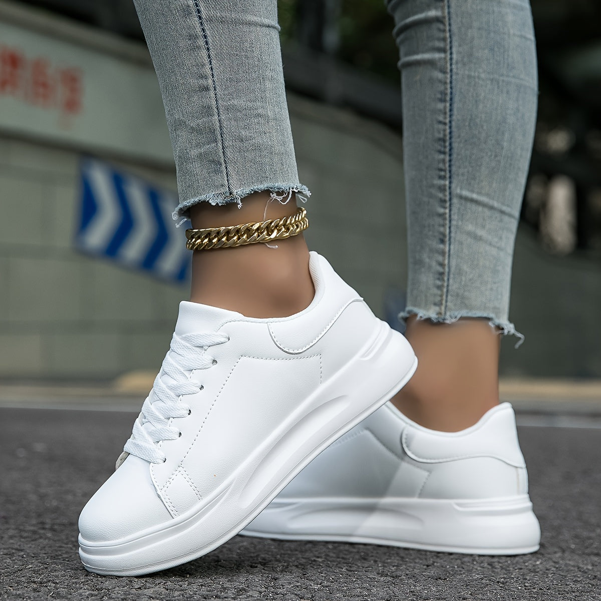 Sara – Clean White Vegan Leather Sneakers