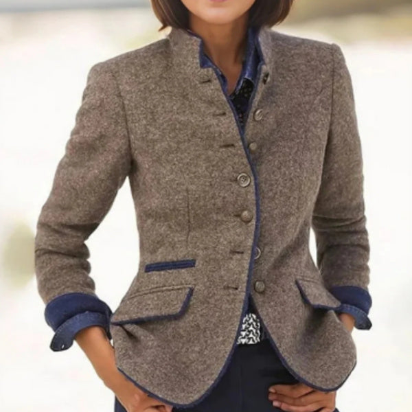 Sara – Multi-button Color Matching Woolen Jacket