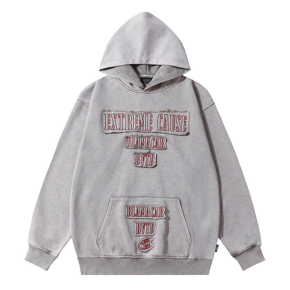 Andrew – Decorative Hoodie with Letter Patch Embroidery