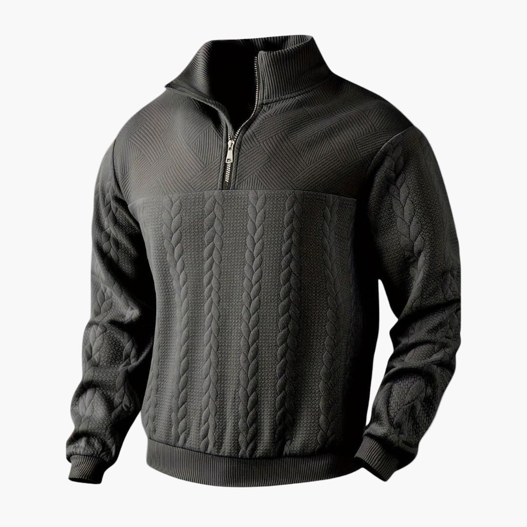 Men's Half-Zip Cable Knit Sweater – Classic Warm Pullover for Everyday Style