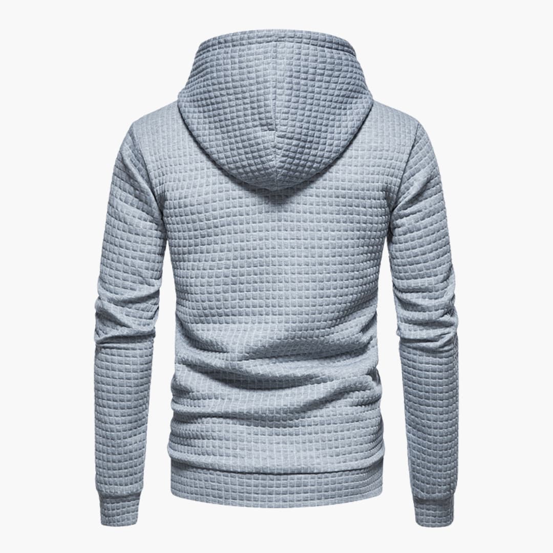 Men's Casual Plaid Textured Hoodie – Modern Relaxed Fit Pullover for Everyday Comfort