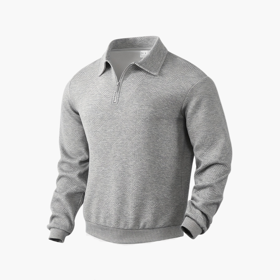 Men's Quarter-Zip Geometric Pattern Casual Sweater – Vintage-Inspired Relaxed Fit Pullover