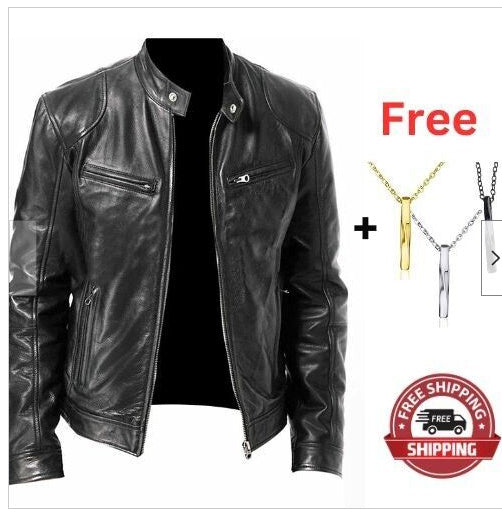 Denise – Warm Zipper Cardigan with Pocket Decorated in Premium Vegan Leather