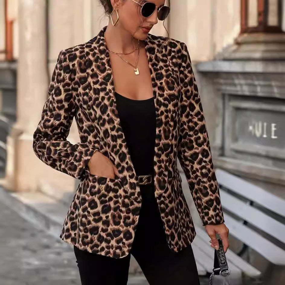 Rebecca – Leopard Print Suit Coat Top