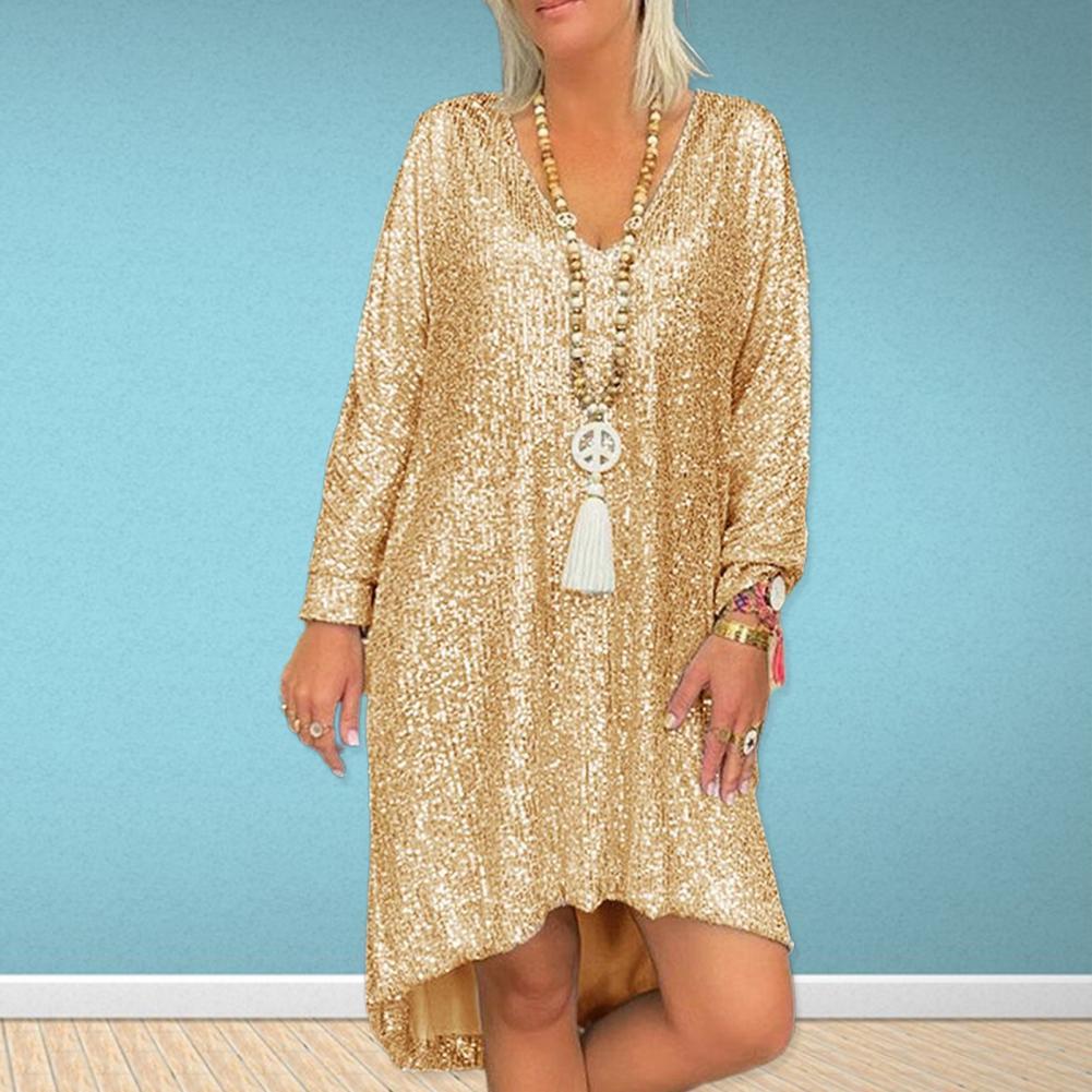 Women's Sequin A-Line Party Dress with Princess Sleeves, Elegant Commute Style
